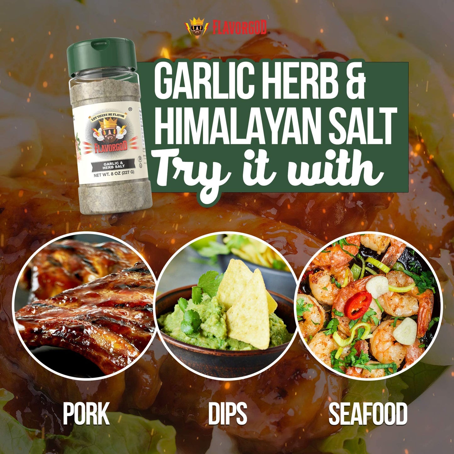 Garlic & Herb Salt Finisher, 2 Bottles By Flavor God - Enhanced All Natural & Healthy Spice & Seasoning Mix Blend For Chicken & Beef - Kosher & Low Sodium - Great Flavor Spices And Seasoning Gift