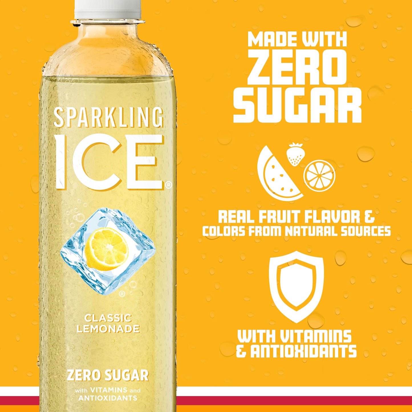 Sparkling Ice Classic Lemonade Sparkling Water, Zero Sugar, 17 Fl Oz (Pack of 12)
