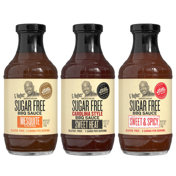 G Hughes Sugar Free Mesquite, Sweet Heat, Sweet & Spicy BBQ Sauce Variety Pack - Gluten Free Sauces, Sugar Free BBQ Sauces - 18 