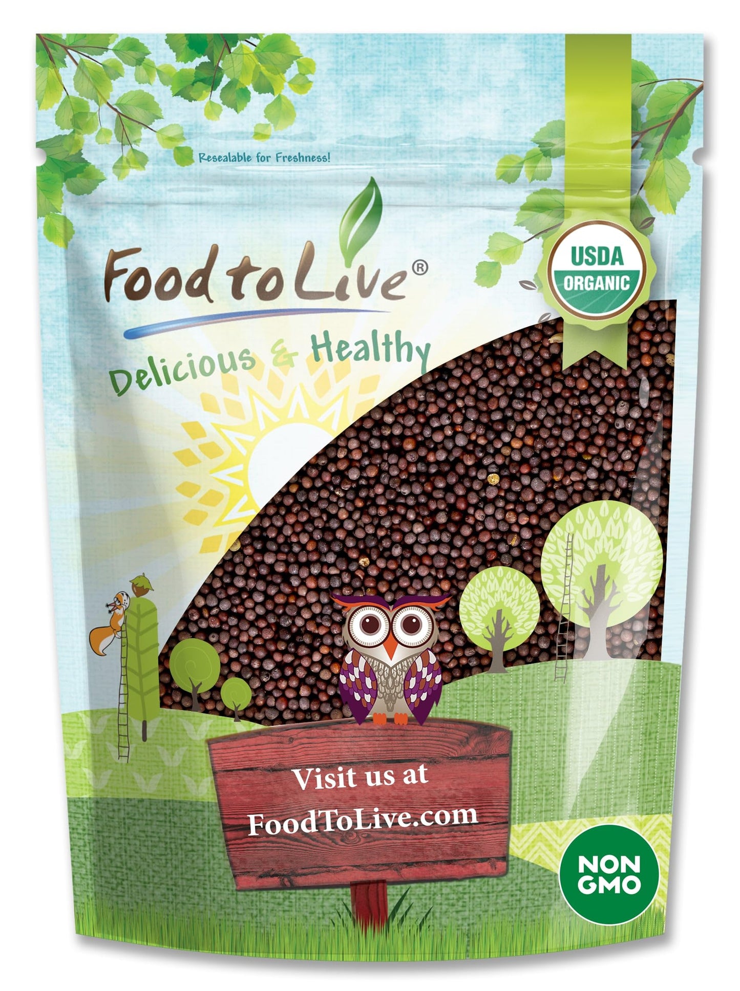 Food to Live Organic Brown Mustard Seeds, 5 Pounds - Non-GMO. Great for Sprouting, Pickling and Cooking. Non-irradiated. Bulk. K