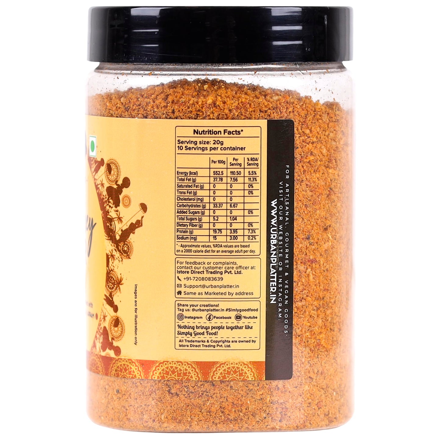Urban Platter South Indian Style Instant Til Chutney Powder, 200G / 7Oz [Ellu Podi, Sesame Chutney, Just Add Water]