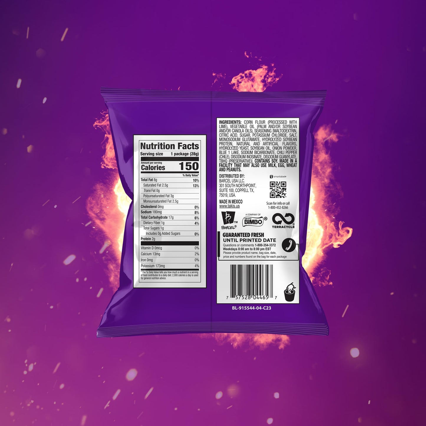 Takis Blue Heat 40 pc / 1 oz Multipack - Intense Hot Chili Pepper Flavored Extreme Spicy Rolled Tortilla Chips - Individual Bags