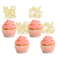 Ephlyn 24Pcs Gold Glitter Cupcake Toppers - Mr & Mrs, Bridal Shower, Wedding, Engagement, Birthday Party Decorations, Paper