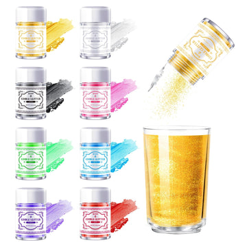 Edible Glitter for Cocktails - 8 Colors Luster Dust Edible Drink Glitter Food Grade Metallic Shimmer Powder for Beverage Chocola