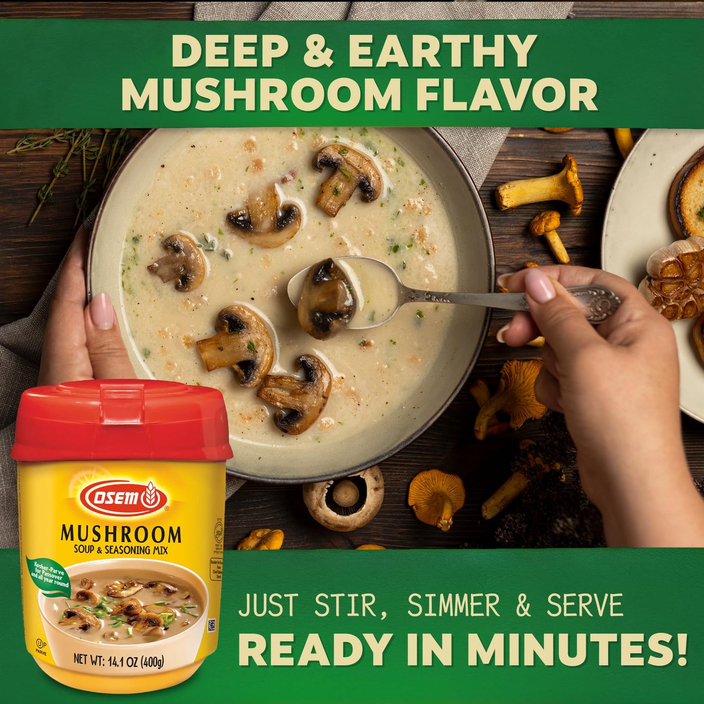Mushroom Soup & Seasoning Mix by Osem, 14.1 oz (2)