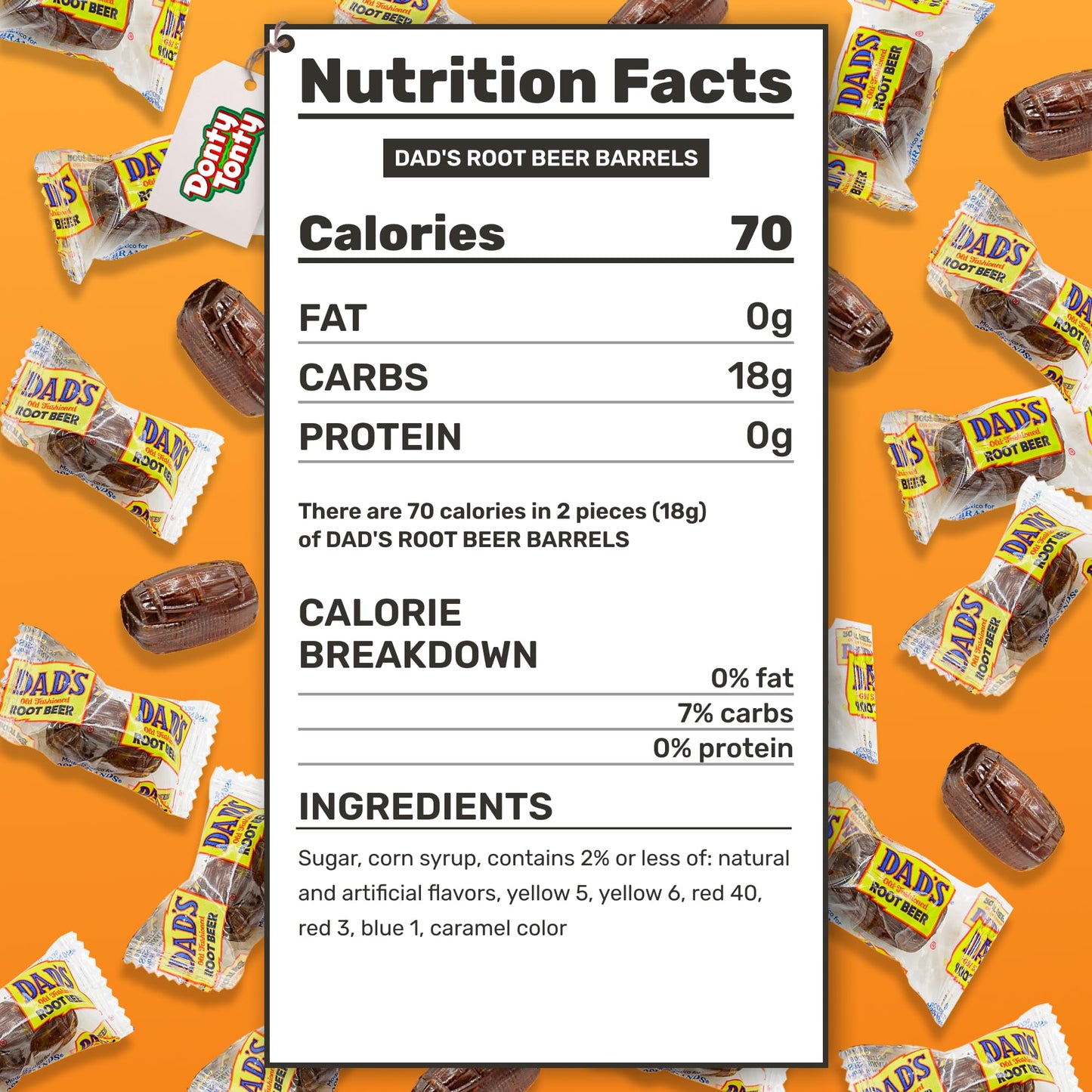 DADS ROOT malt-inspired BARRELS Hard Candy 5 lb - Bulk Bag  Old Fashioned  Original Flavor  Individually Wrapped