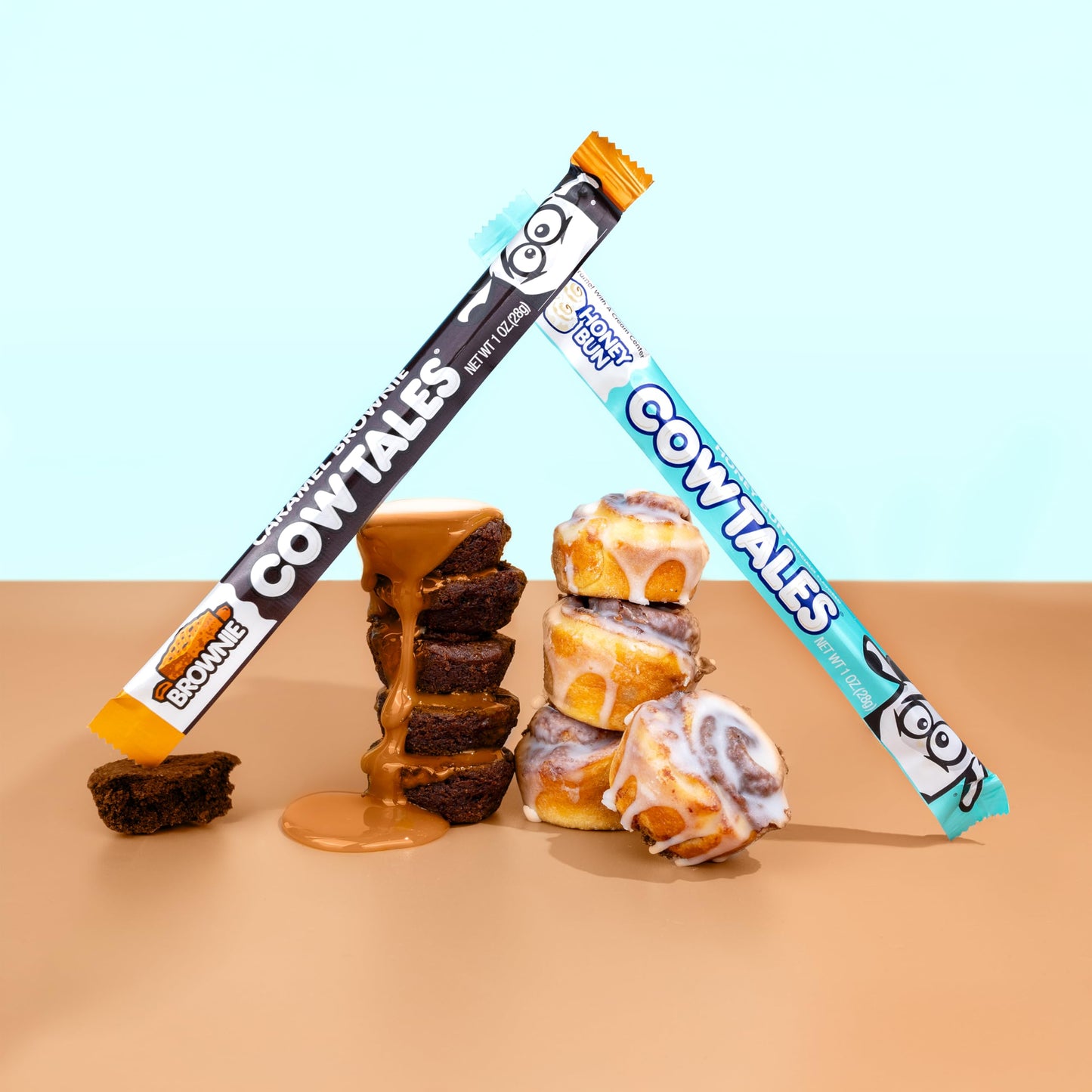 Goetzes Candy Bake Shoppe Cow Tales Mix - Honey Bun & Caramel Brownie - 36Ct. Canister - Fresh From The Factory