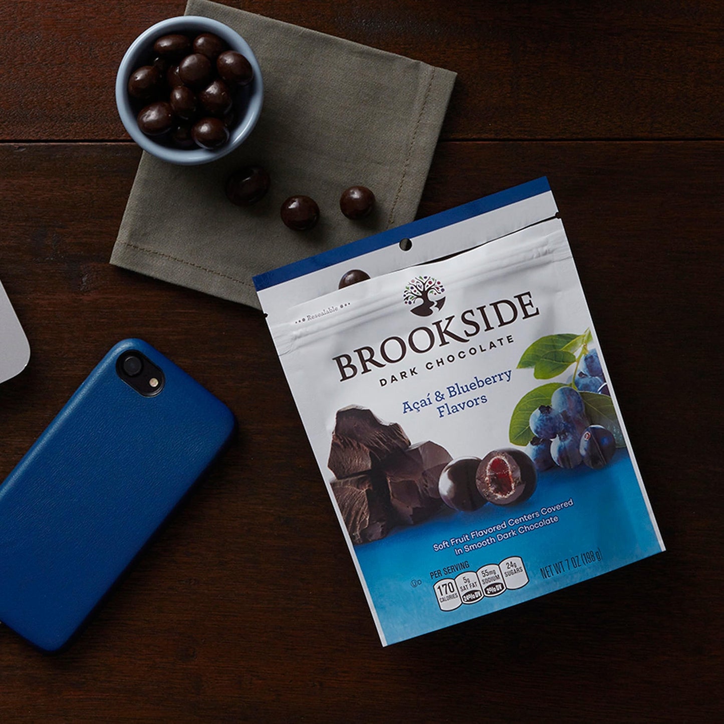 Brookside Dark Chocolate Snacking Chocolate Bag, Acai & Blueberry, 7 oz, Pack of 1