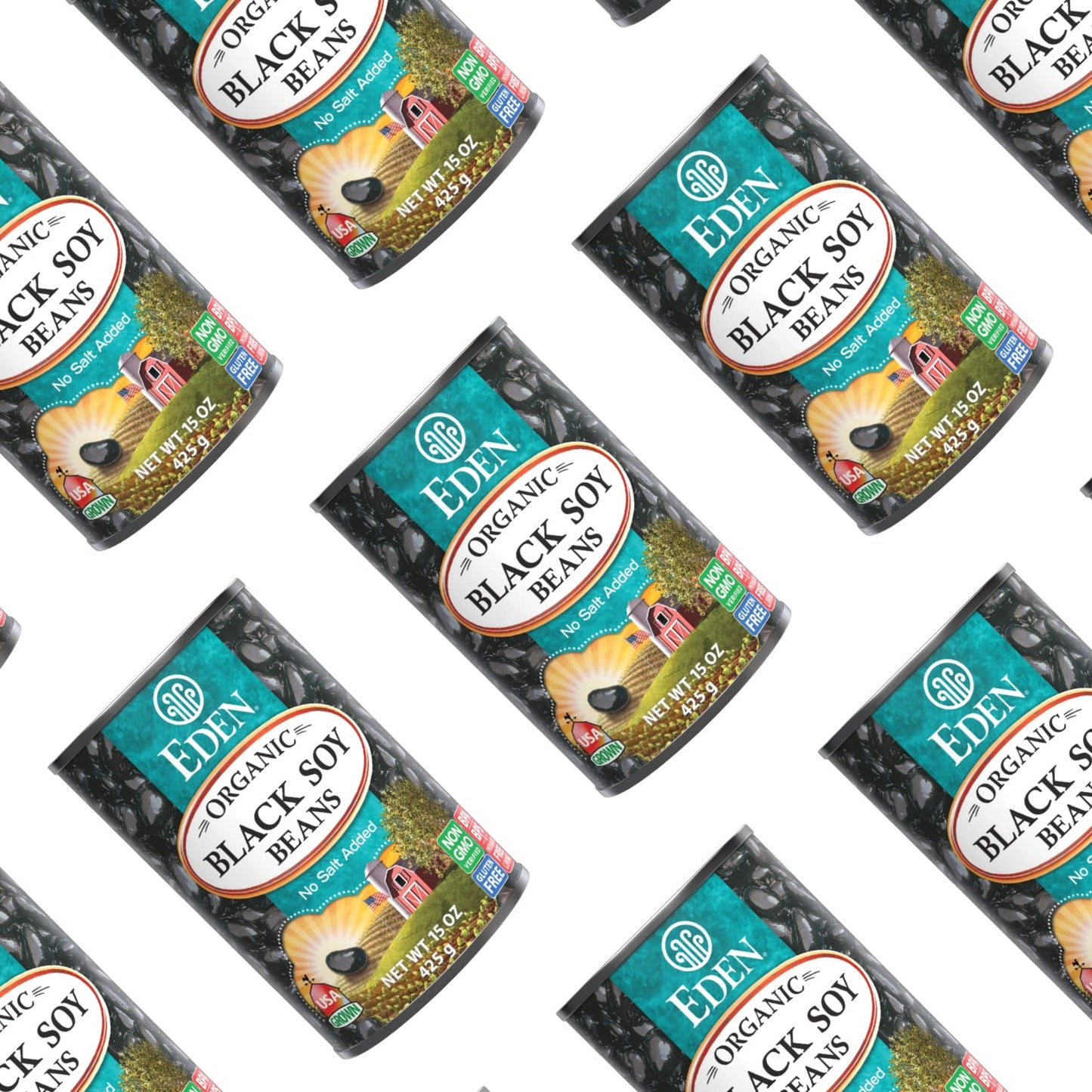 Eden Organic Black Soybeans, 15 oz Can (6-Pack), Complete Protein, No Salt Added, Non-GMO, Gluten Free, U.S. Grown, Heat and Ser