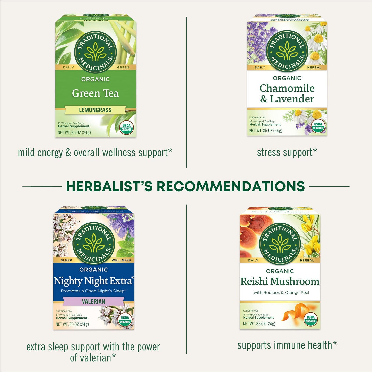 Traditional Medicinals Tea, Organic Cup of Calm, Calming & Relaxing with Chamomile Mint, 16 Tea Bags Packaging may vary