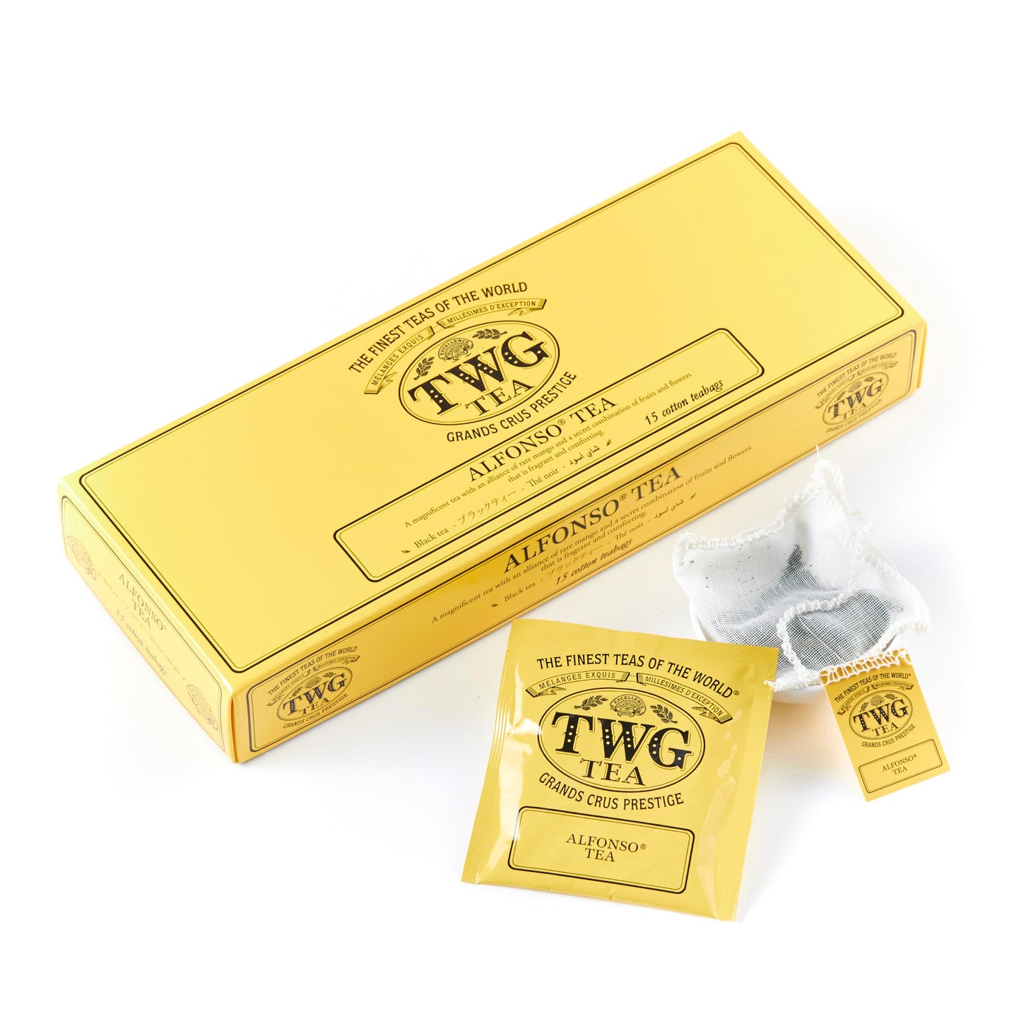 Twg Tea | Alfonso Tea | Black Tea | Mango Pieces | 15 Hand Sewn Cotton Teabags | Gift Set