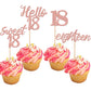 24 Pcs 18Th Birthday Cupcake Toppers Sweet 18 Hello 18 Eighteen Cupcake Picks 18Th Birthday Cake Decorations Supplies Rose Gold