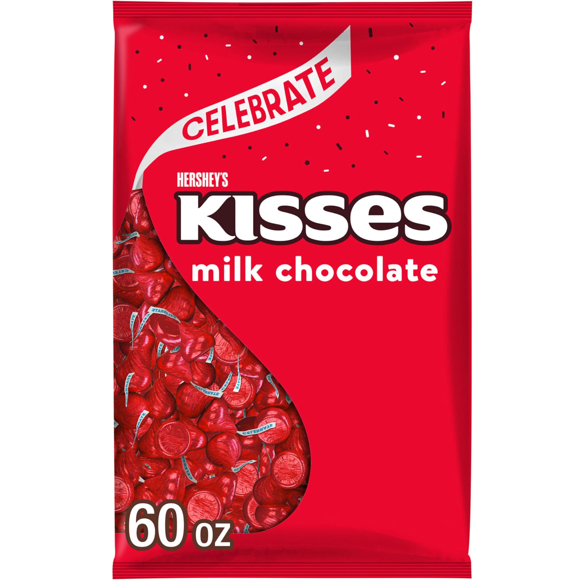HERSHEYS KISSES Milk Chocolate Candy Bulk Bag, 60 oz - Red