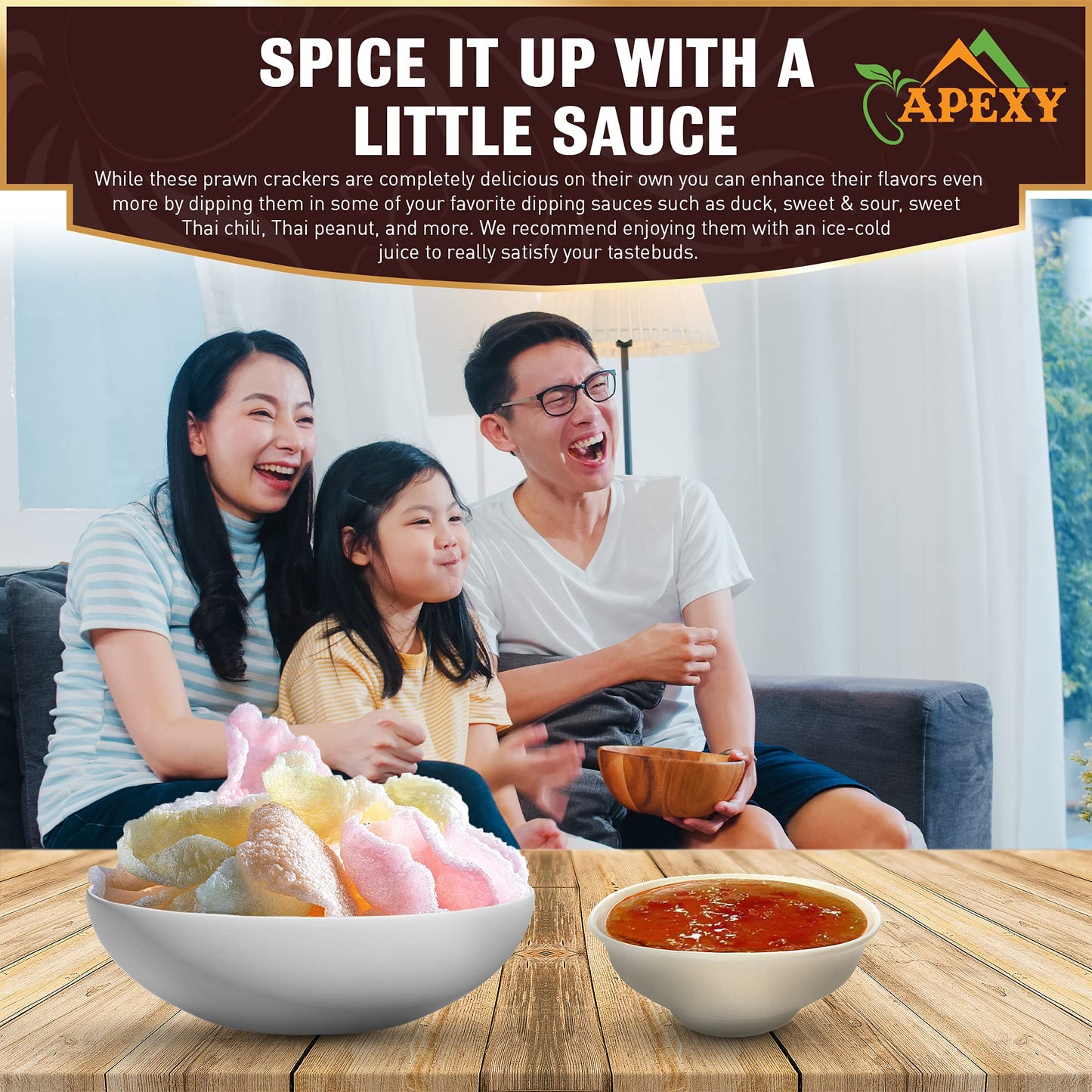APEXY Prawn  ers Uncooked Shrimp Chips, 8 oz Pack of 2 Multi Color, Crispy Party Appetizers and Snacks