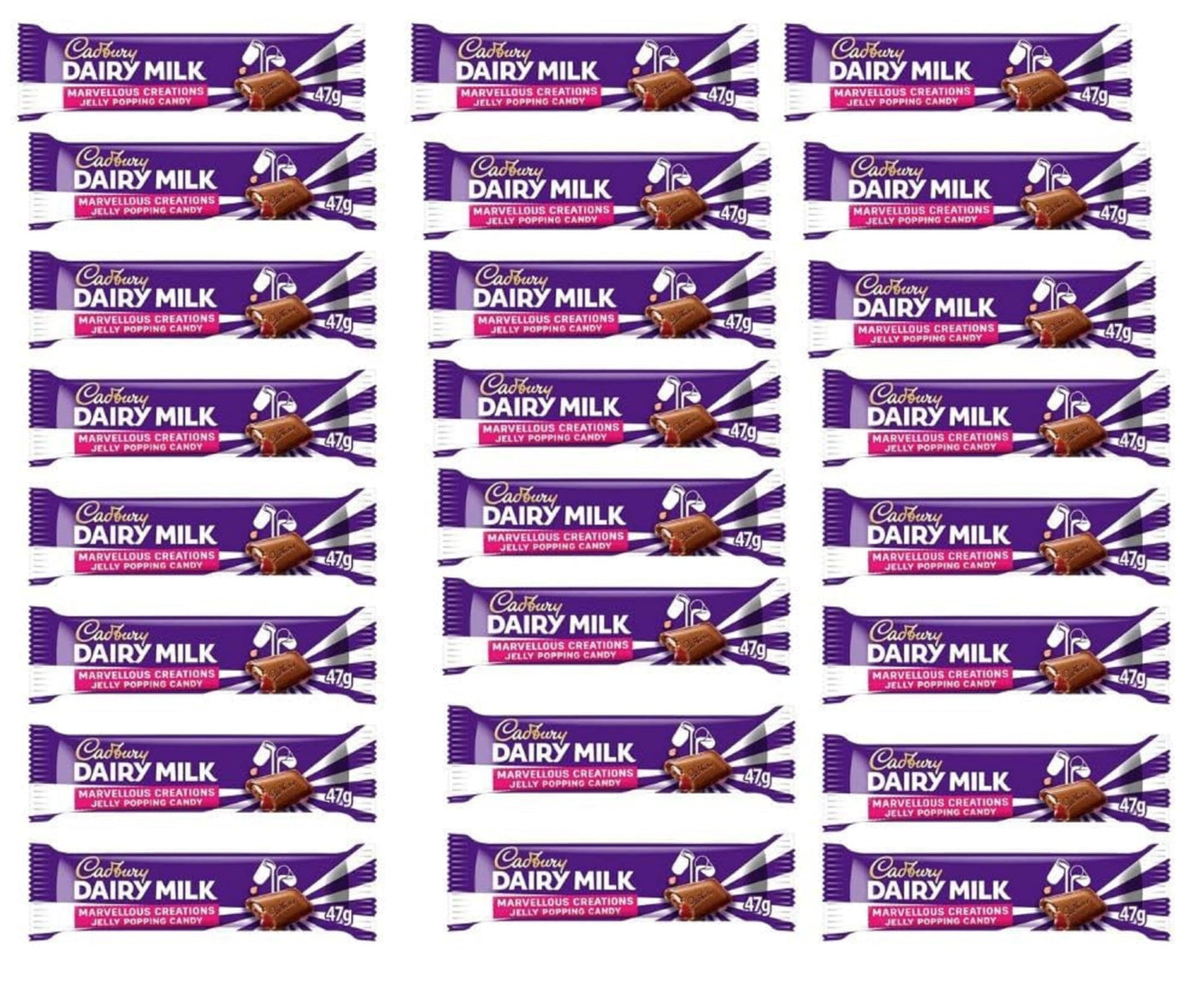 Cadbury Dairy Milk Marvellous Creations Jelly Popping Candy Bar, 47g (Pack of 24), 1.65 Ounce, Model 26236