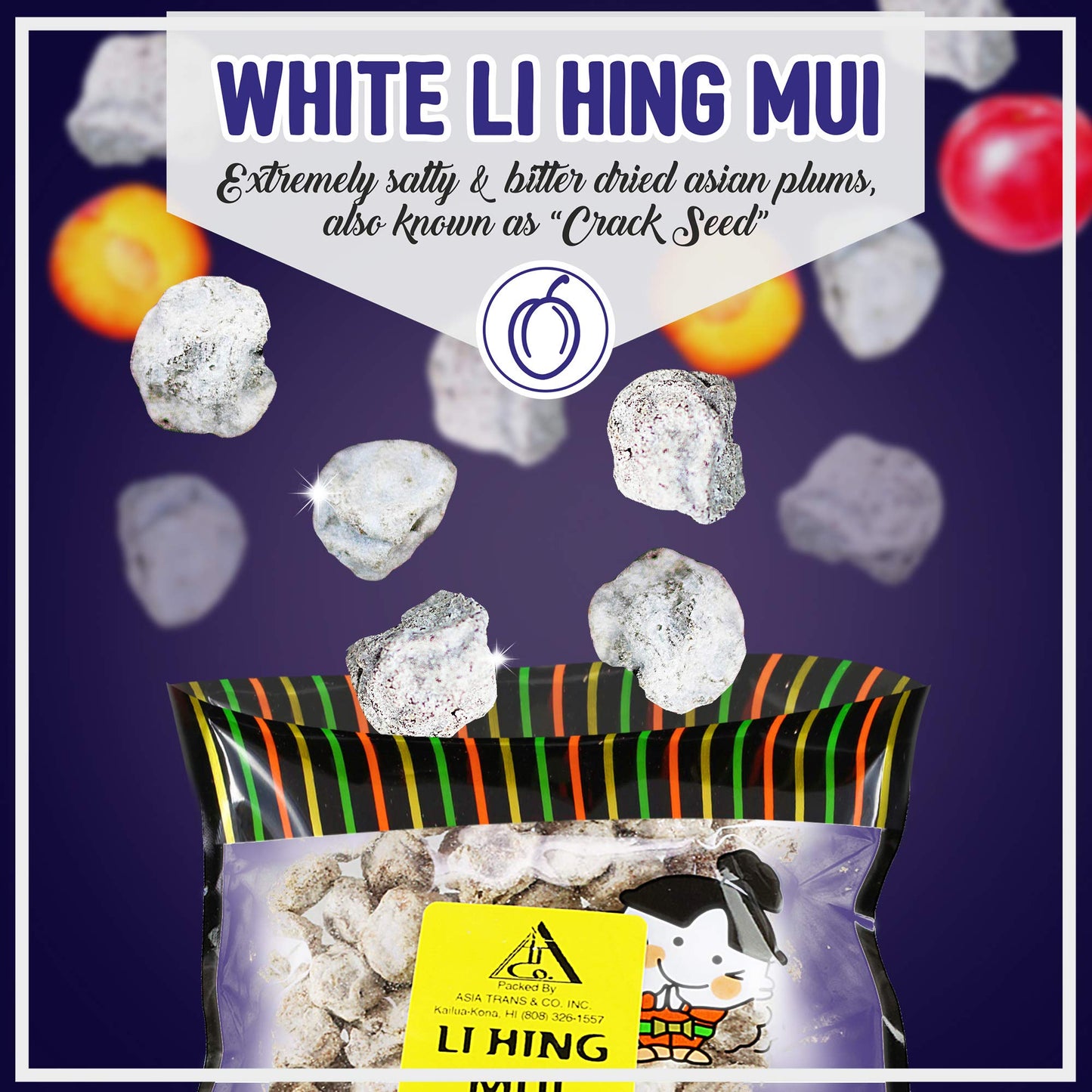 Asia Trans & Co. Li Hing Mui   Seed Plums - Salty, Sour & Bitter Dried Plum Candy - 8.5 Ounce Pack