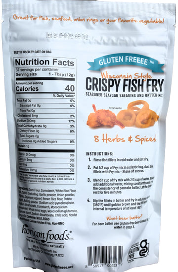 Glutenfreeee Gluten Free Seasoned Breading Mix, Wisconsin Style Crispy Fish Fry, 16 Ounce - Tastes Great, 8 Herbs And Spices, Gr