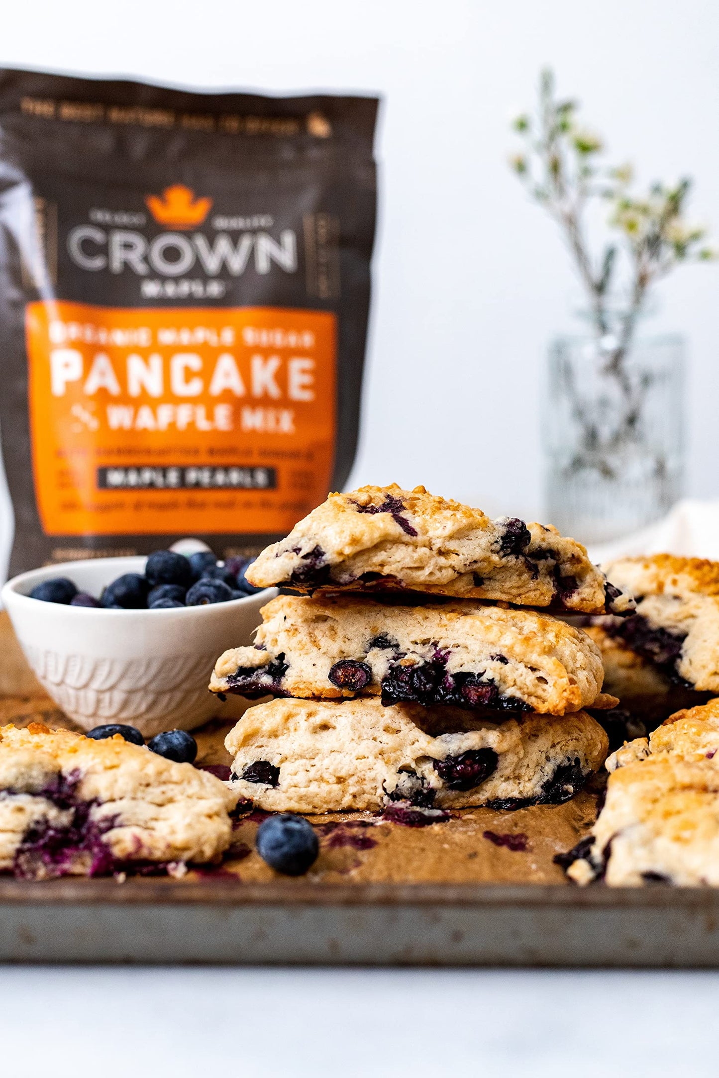 Crown Maple Organic Maple Sugar Pancake and Waffle Mix, 16oz, with Handcrafted Maple Sugar and Small-Batch Maple Pearls