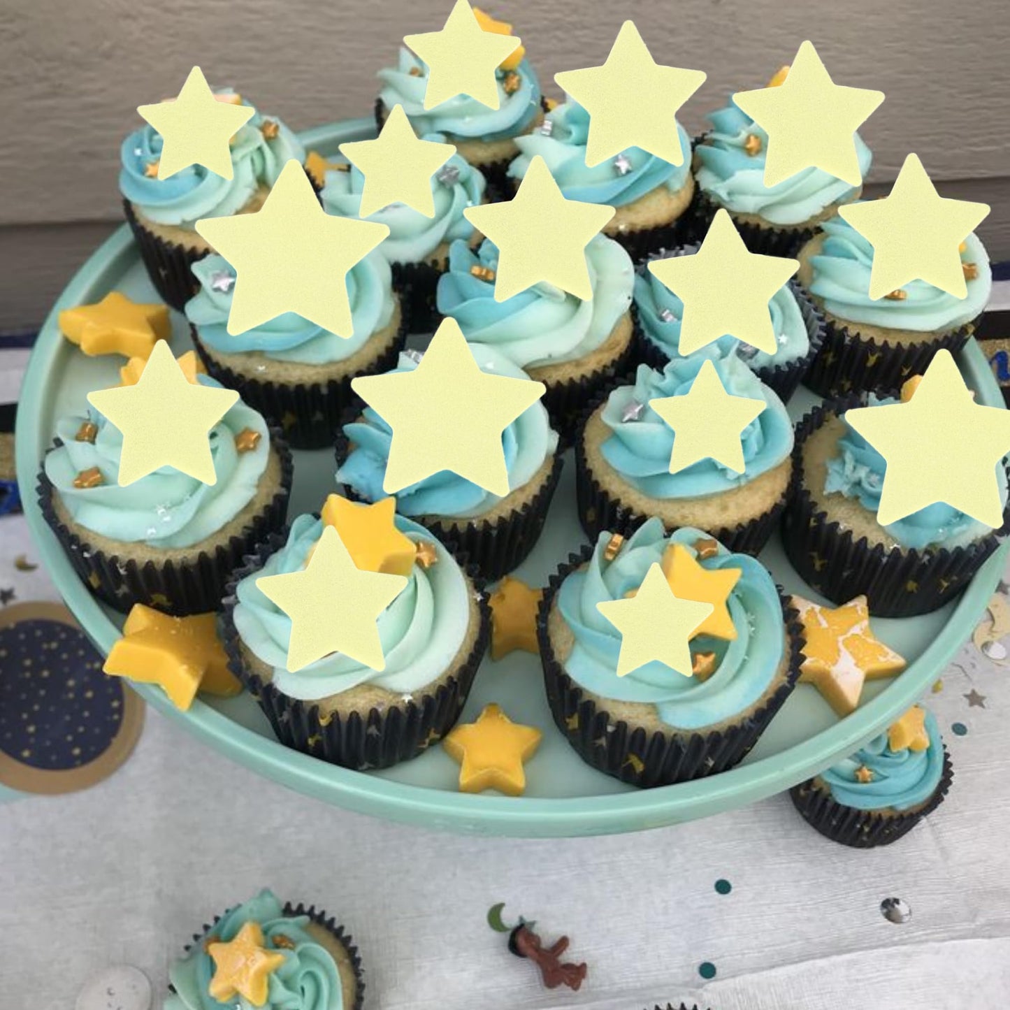 60 Pcs Edible Star Cupcake Toppers Edible Stars For Cake Decorating Twinkle Star Cupcake Picks For Wedding Engagement Bridal Sho