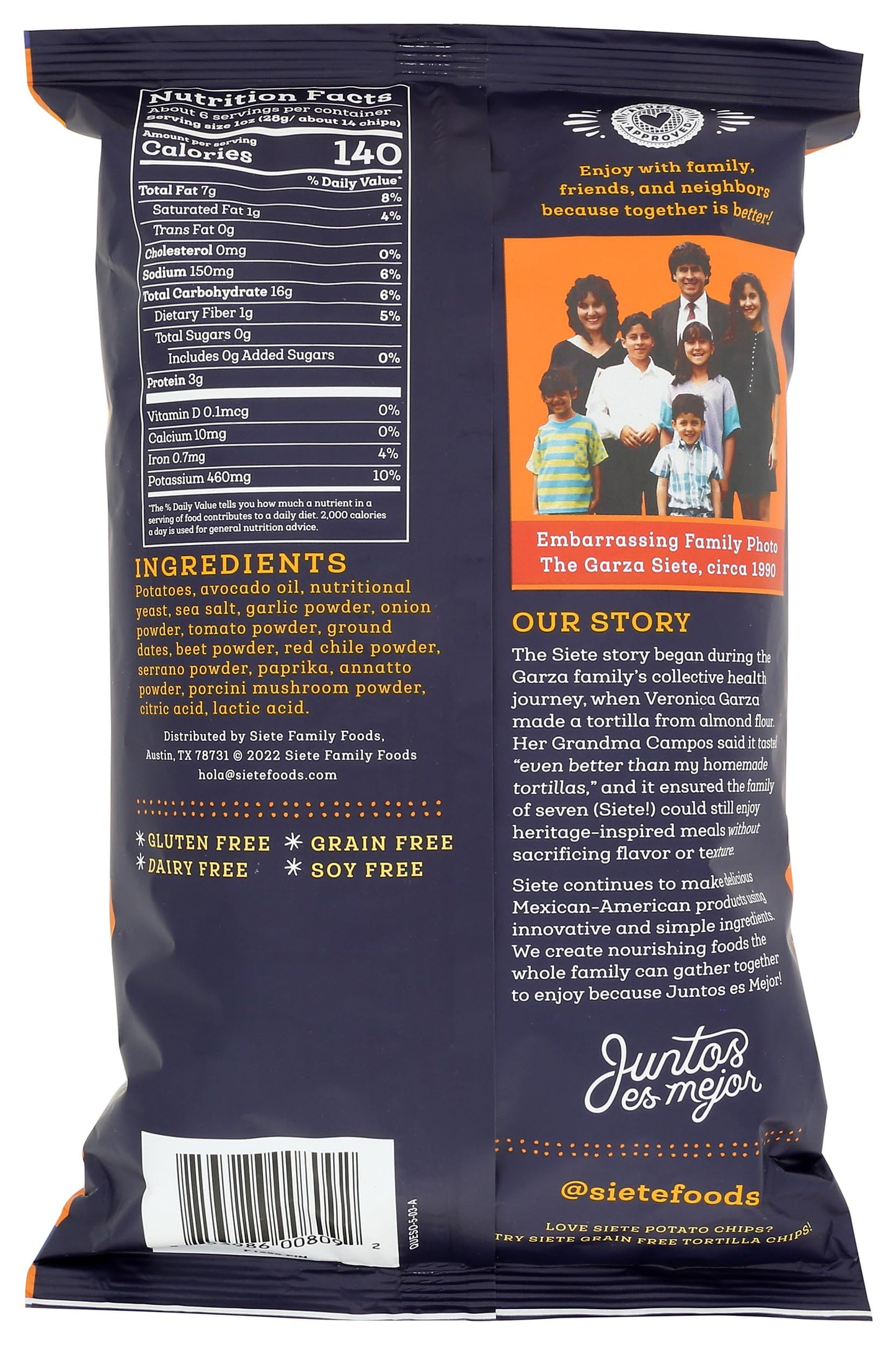 SIETE FAMILY FOODS Queso Potato Chips, 5.5 OZ