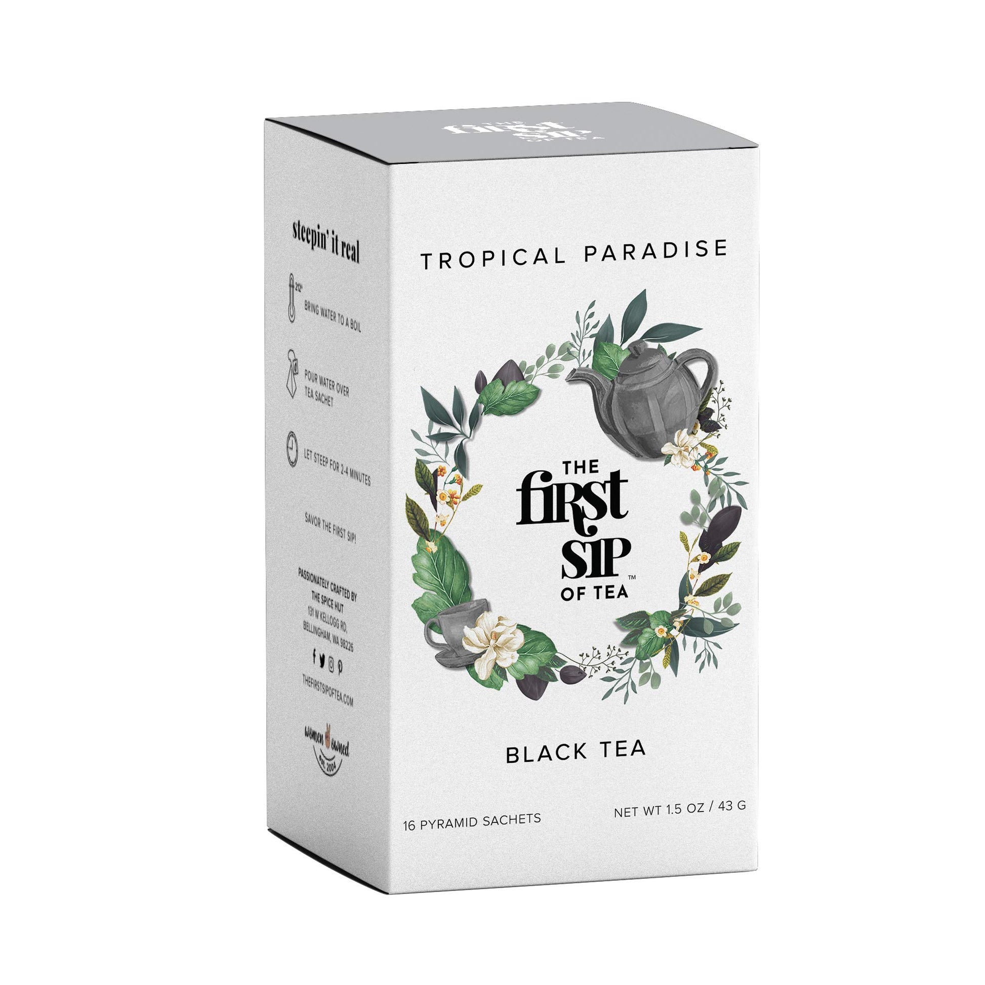 The Spice Hut Pyramid Tea Bags, Tropical Paradise Blend, 16 Count Box, Caffeinated, Hot & Iced Tea