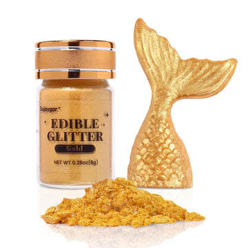 Sujoygar Gold Luster Dust Edible, 8g Edible Glitter for Cake Drink Cocktail Painting Baking Chocolate Strawberry, Edible Shimmer