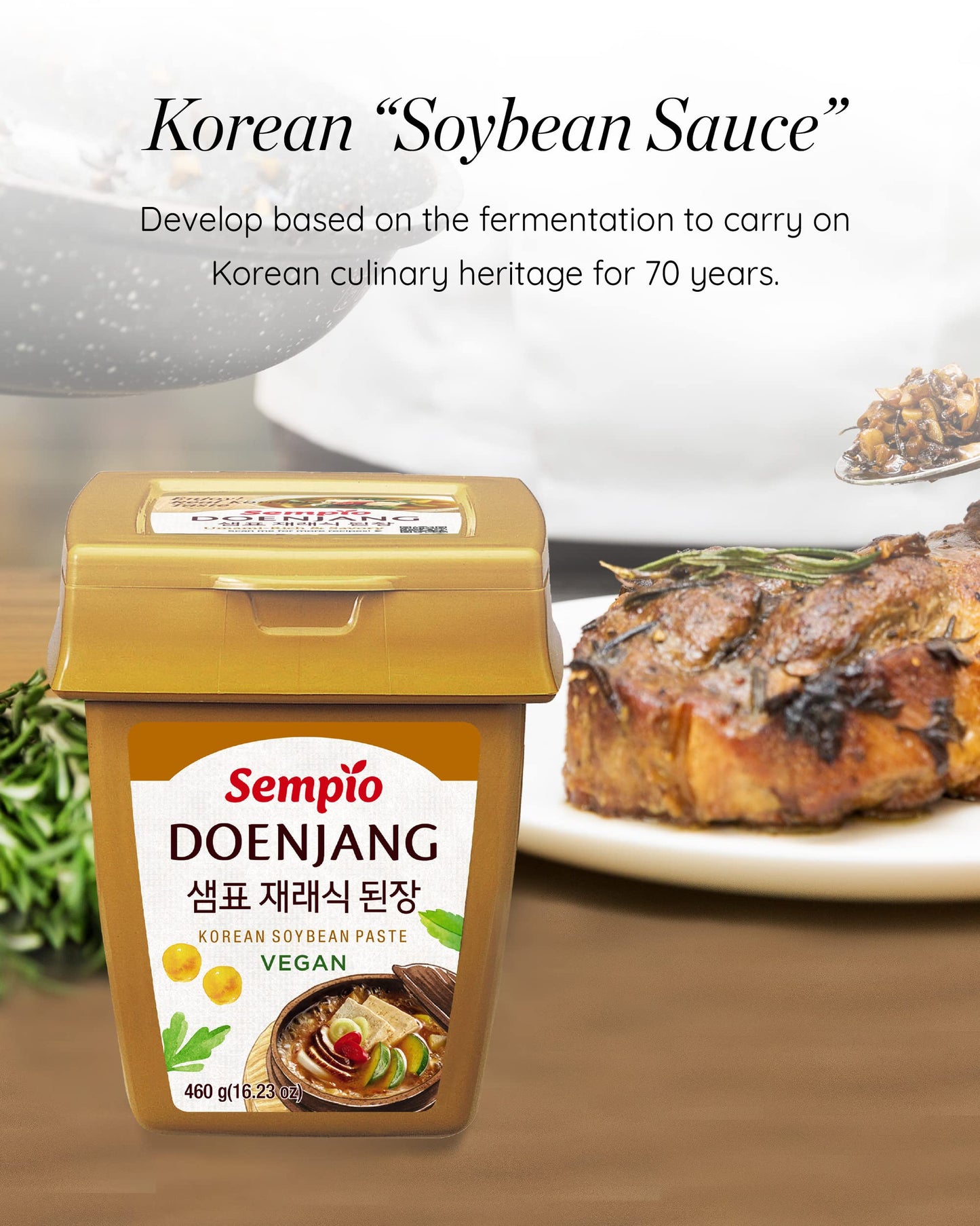Sempio Vegan Doenjang – Korean Soybean Paste With Savory And Sweet Flavor, Traditional Fermented Condiment For Jjigae Soup, Alternative To Miso. (16.2 Oz / 460G, Vegan, Preservative-Free)