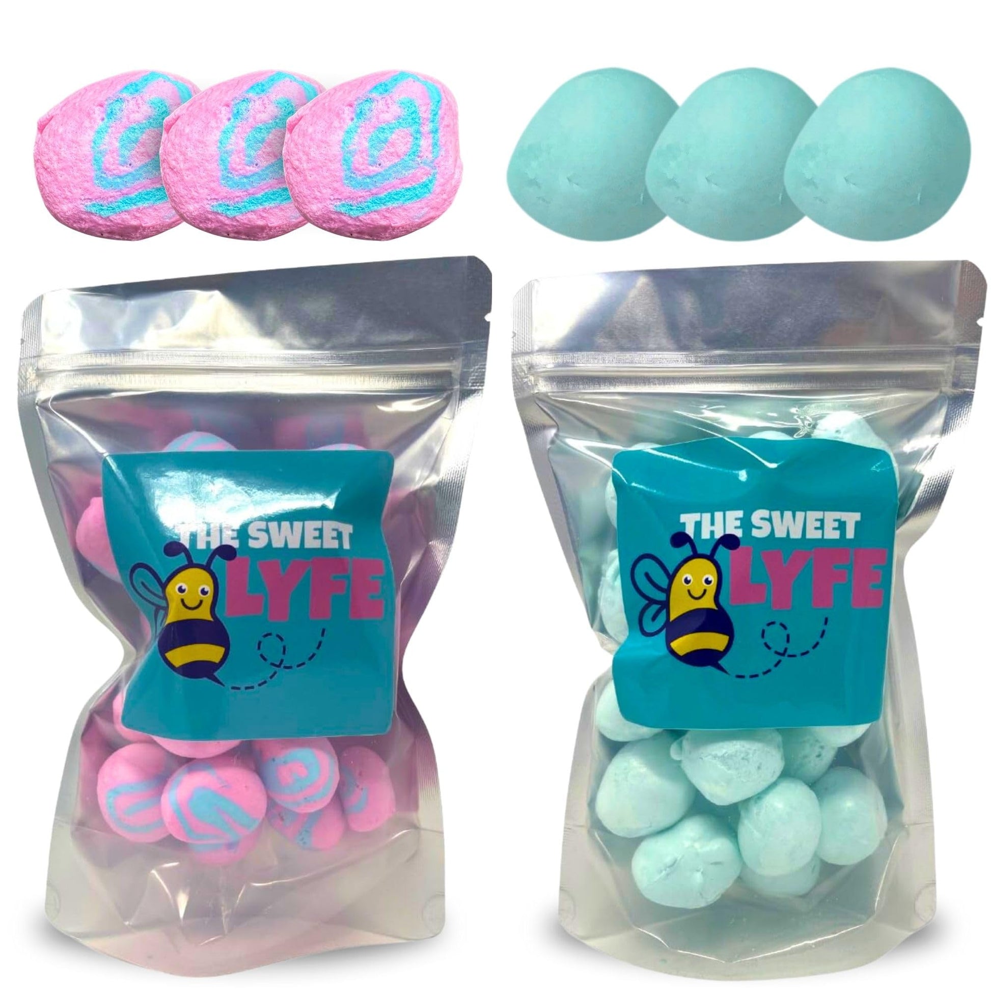 The Sweet Lyfe Cotton Candy Freeze Dried Candy, 2 Pack - Pink and Blue Cotton Candy Taffy, 2 Oz Each Bag - Delicious Freeze Drie