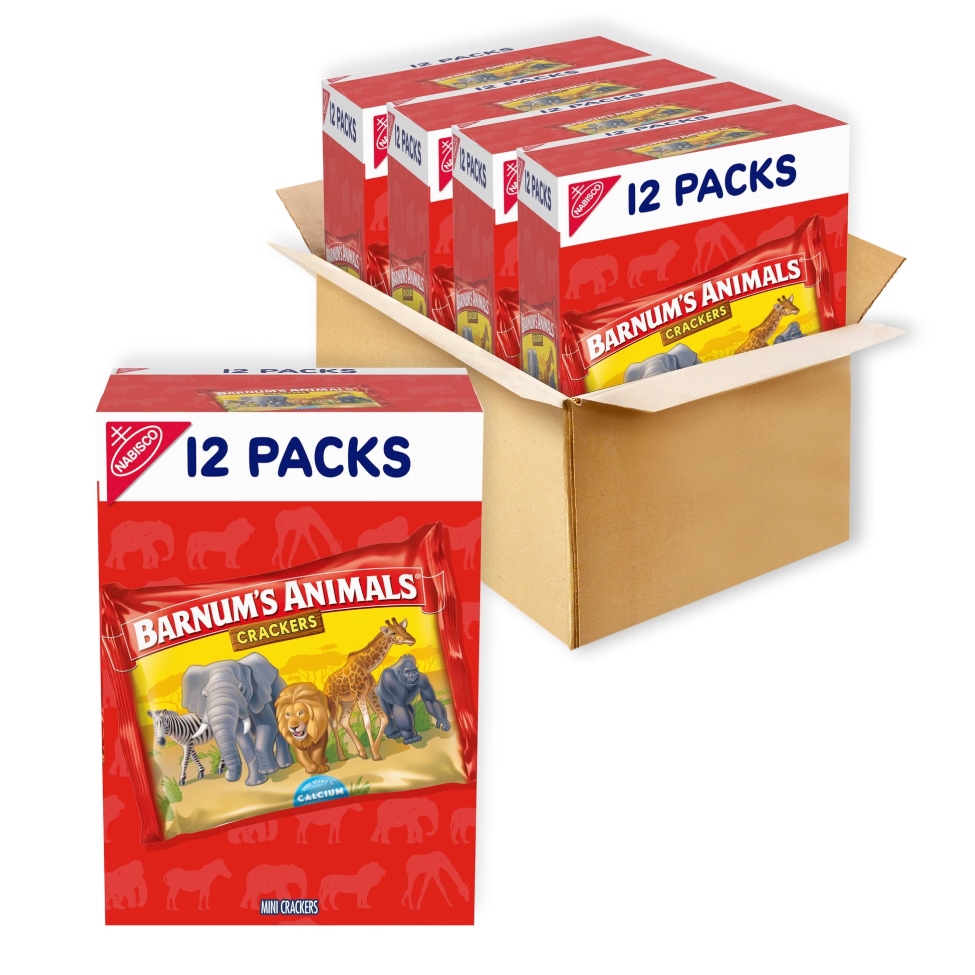 BARNUM S Original Animal Crackers, Bulk Kids Snacks, 48 Snack Packs (4 Boxes)