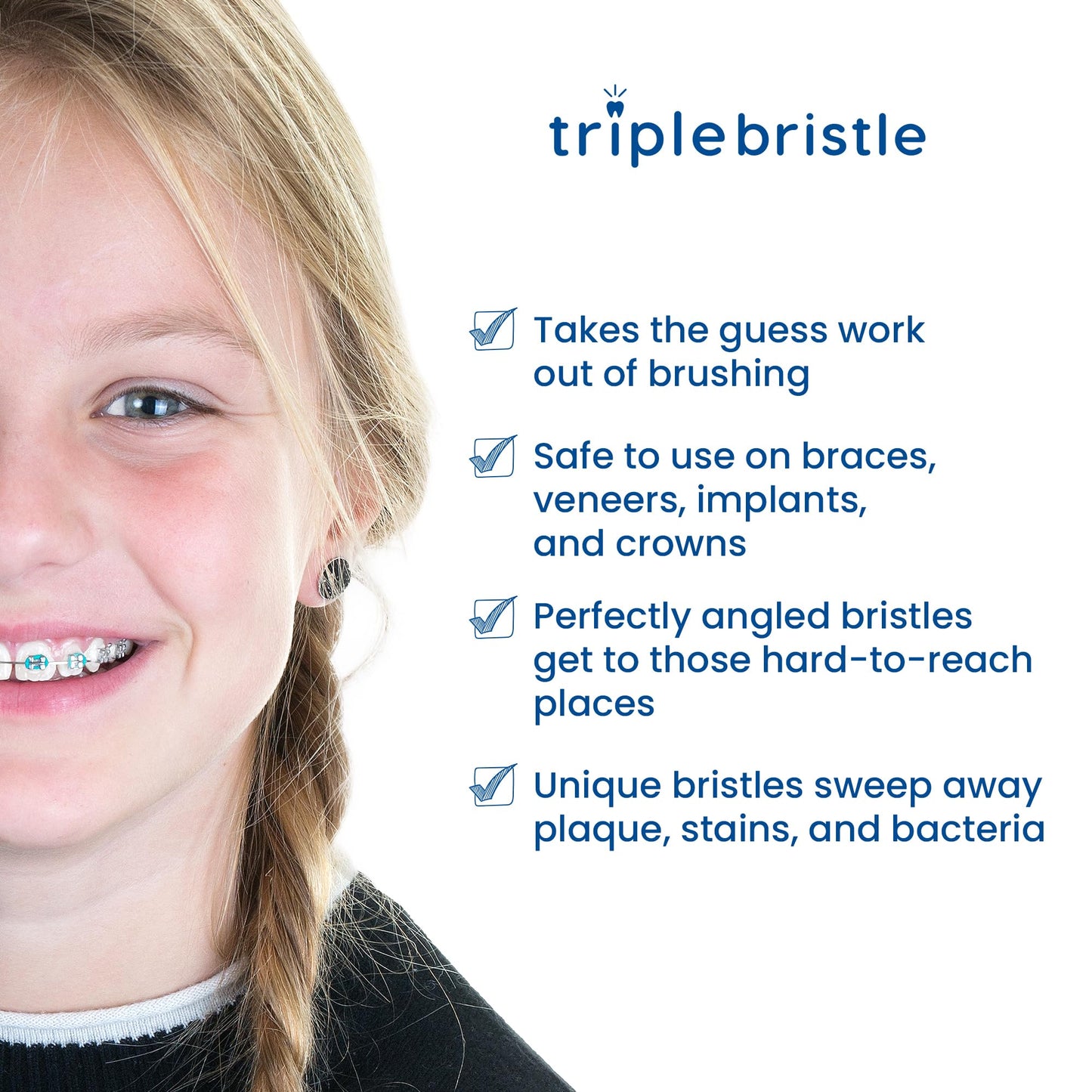 Triple Bristle Kids Sonic Toothbrush  1 Pack  3-Sided Brushing To Clean Teeth And Gums  Dentist Created & Approved  Fun Sticker
