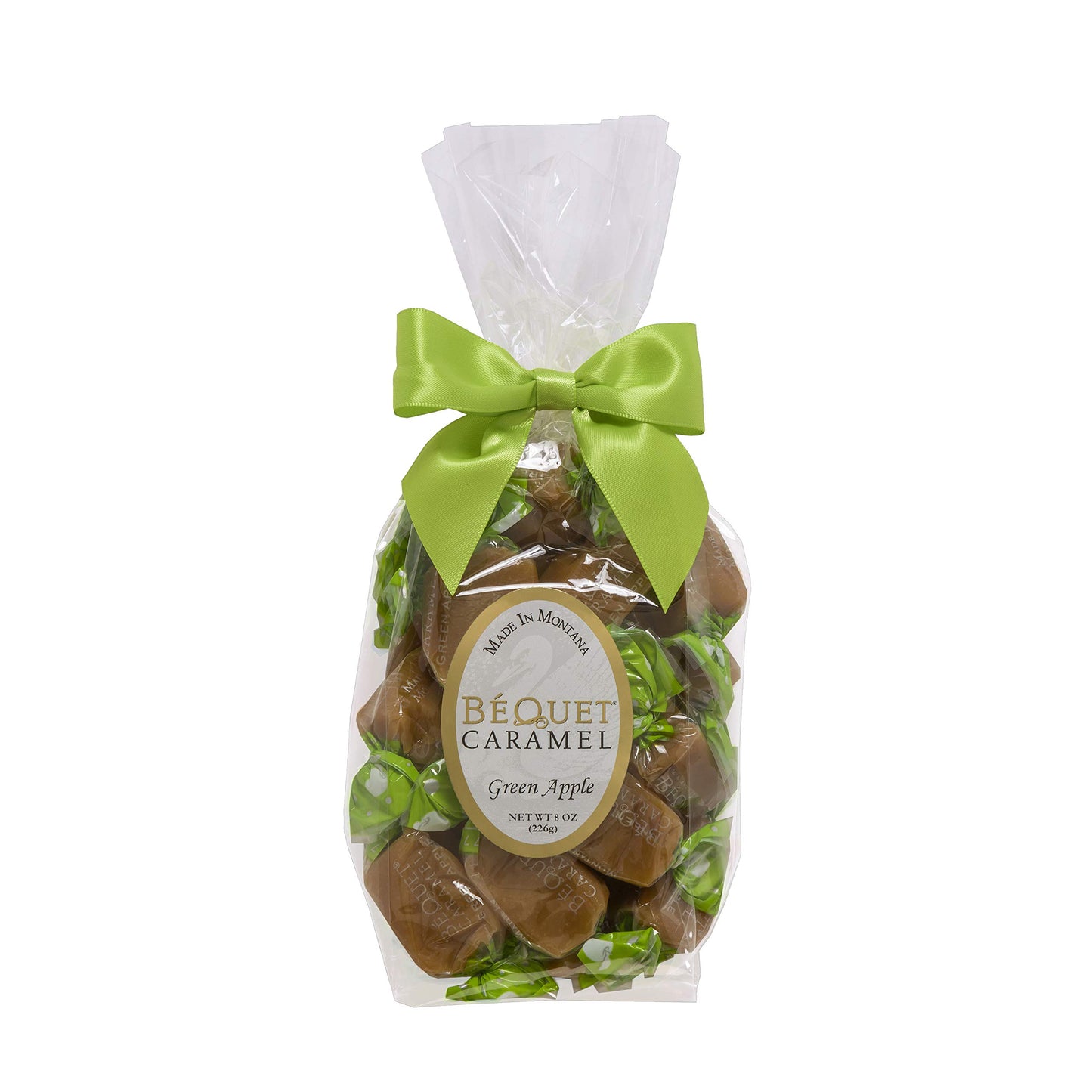 Béquet Caramel - Green Apple Caramel Candy - Gourmet Caramel Candy - Caramel Candy Individually Wrapped - Made In Montana - Kosher (Star D) And Gluten Free - 8Oz Gift Bag