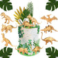 16 Pcs Metallic Gold Dinosaur Cake Decorations Dino Theme Cake Topper With Artificial Palm Leaves Dinosaur Eggs For Kids Boys Gi