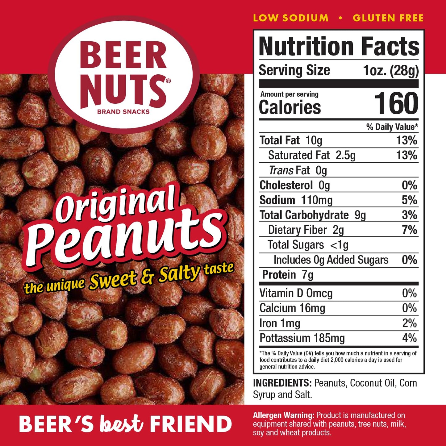 Malt-Inspired Nuts Original Peanuts - Sweet & Salty Bar Nuts - Gluten Free, Kosher, Low Sodium Peanut Snacks Made In The Usa - 46Oz Resealable Bag (Pack Of 2)