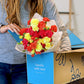 Benchmark Bouquets - 20 Stem Bright Mini Carnations (Glass Vase Included) - Fresh Flowers For Delivery - Gift For Graduation, Bi