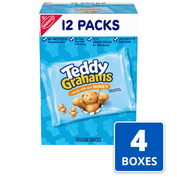 Teddy Grahams Honey Graham Snacks, 48 Total Snack Packs (4 Boxes)