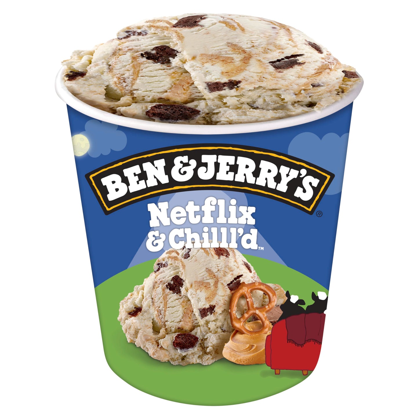 Ben & Jerrys Netflix & Chillld Peanut Butter Ice Cream Pint Non-GMO 16 oz