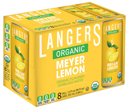 Langers Organic Flavored Sparkling Water, Meyer Lemon, 12 Ounce (Pack of 8)