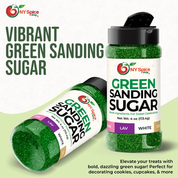 Ny Spice Shop Green Sanding Sugar For Memorial Day - 4 Ounce Sweet Colorful Edible Sprinkles For Candy Dish - Chocolate Sprinkle