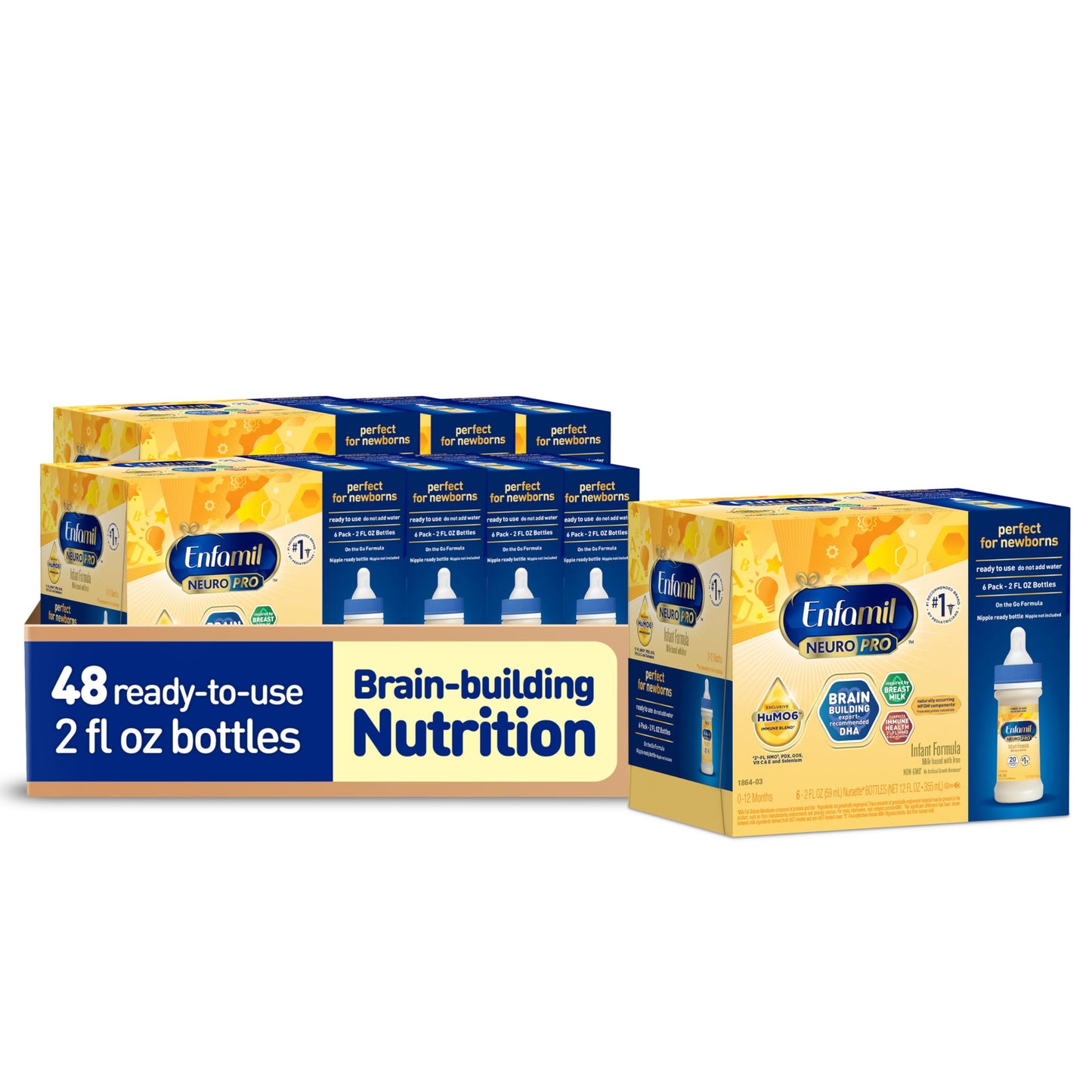 Enfamil Neuropro Ready-To-Use Baby Formula, Ready To Feed, Brain And Immune Support With Dha, Iron And Prebiotics, Non-Gmo, 2 Fl Oz (Pack Of 48)