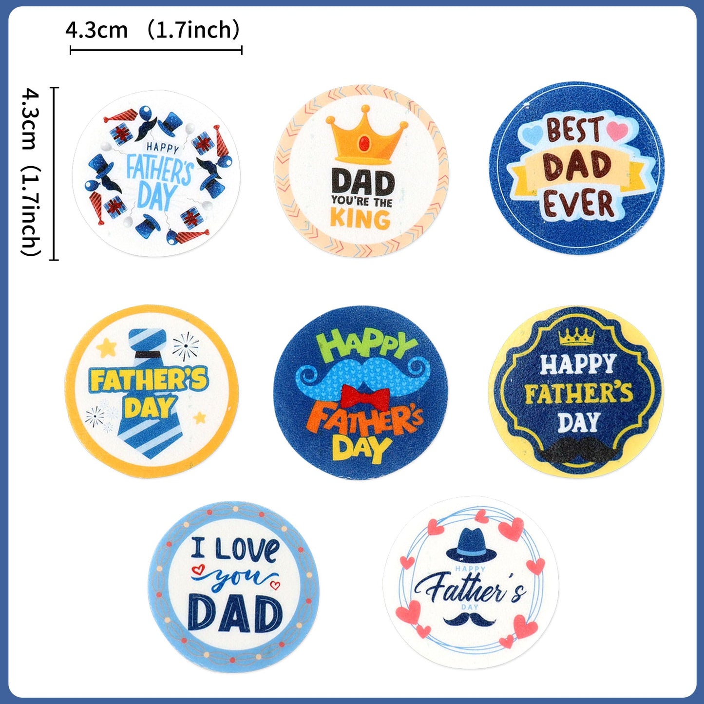 Ouksma Edible Rice Paper Cupcake Toppers, 56 Pcs, Dad-Themed Designs for Cake & Dessert Decorations