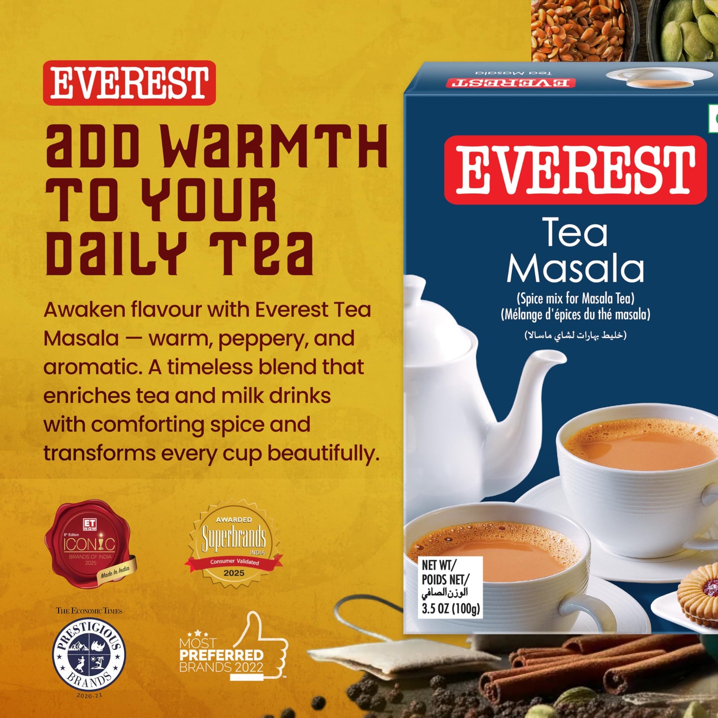 Everest Tea Masala,A Perfect Blend Of Pure Spices, 50 G, Cardamom