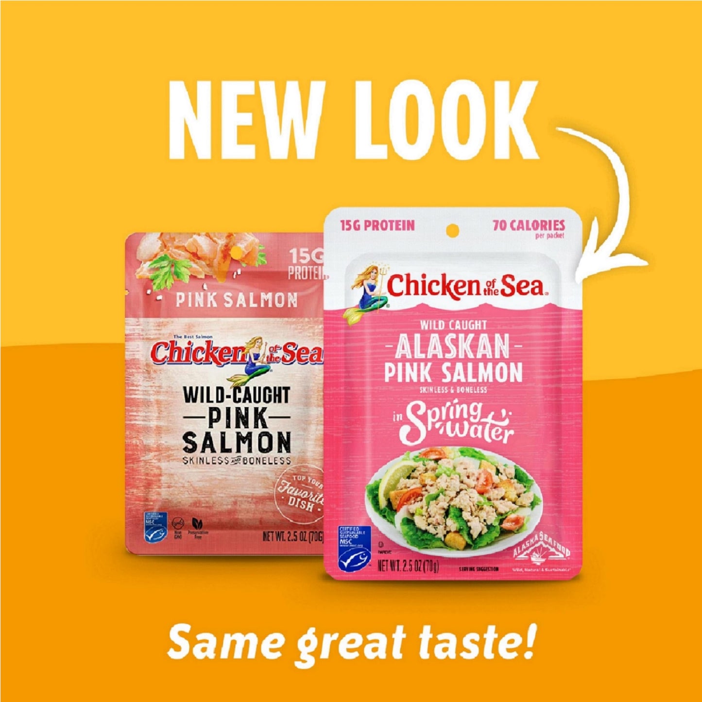 Chicken Of The Sea Alaskan Pink Salmon In Spring Water, 2.5 Ounce Packets (Box Of 12), Wild Caught, Skinless & Boneless