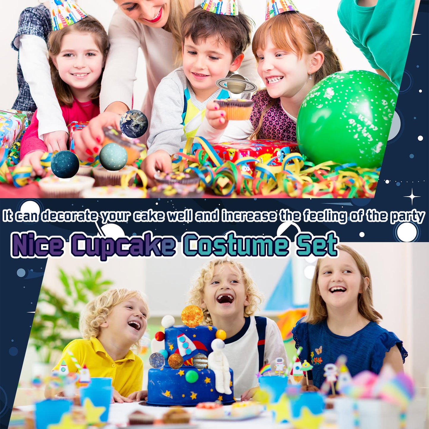 50 Pcs Outer Space Cupcake Toppers Solar System Galaxy Universe Planets Cupcake Picks Planet Cake Topper Outer Space Cake Topper