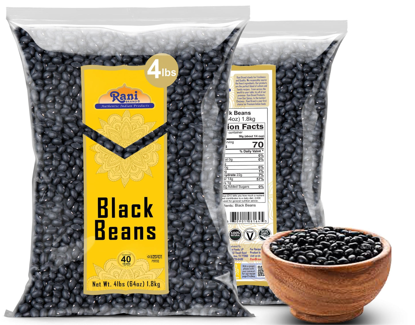 Rani Black Beans (Thull Rajma) 64Oz (4Lbs) 1.81Kg Bulk ~ All Natural | Vegan | Gluten Friendly | Non-Gmo | Kosher | Product Of U