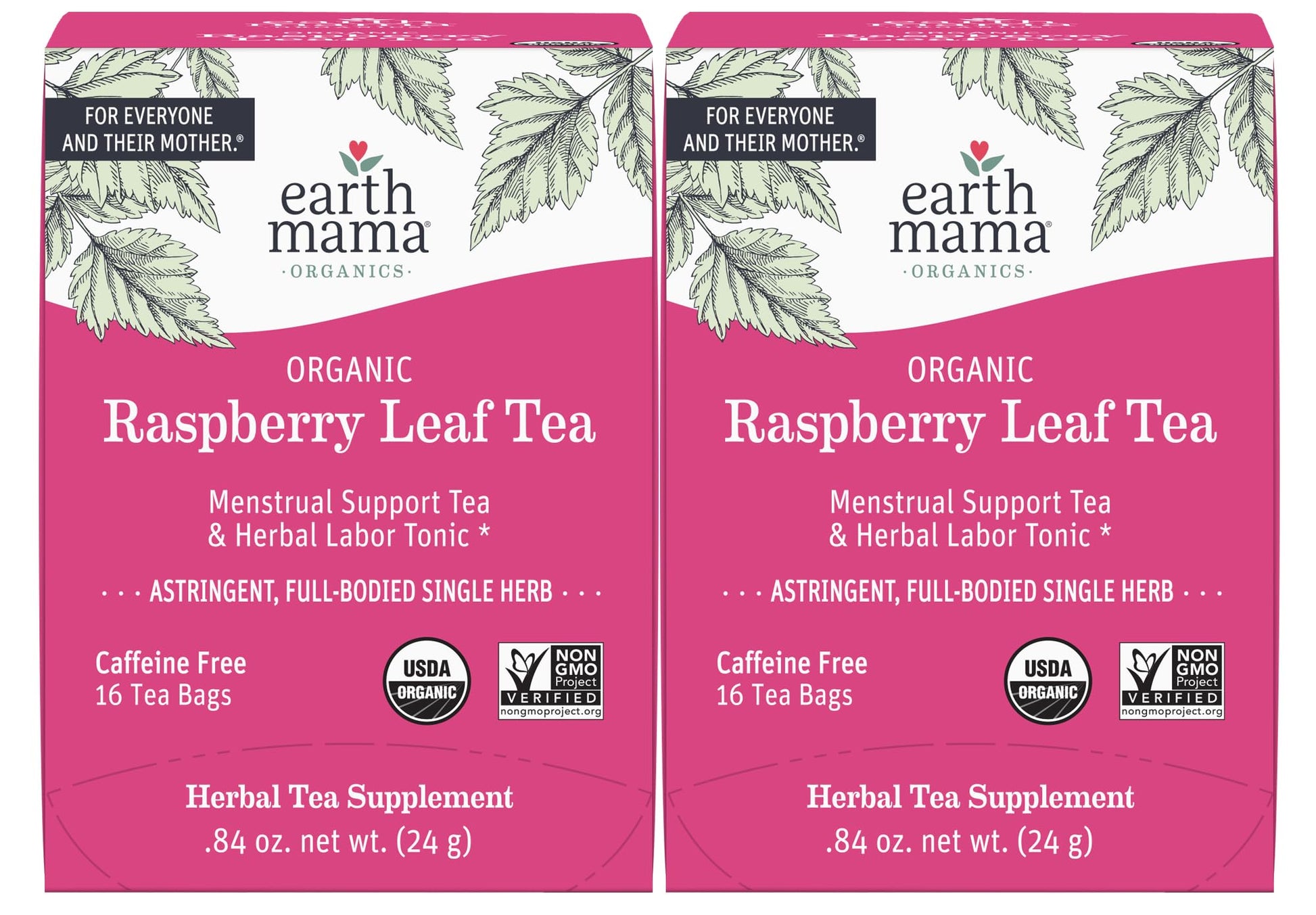 Earth Mama Organic Raspberry Leaf Tea Bags | Labor Tonic & Menstrual Support Herbal Tea  Red Raspberry Leaf Tea For Maternity Use & Postpartum Care Recovery  Energy Blend Free Tea  Non Gmo  (16-Teabags  2-Pk)