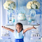 EONNCNT Castle Cake Topper - Light Blue Glitter Cardboard Decoration, 6.3 x 8.7 inches, Birthday Party Supplies