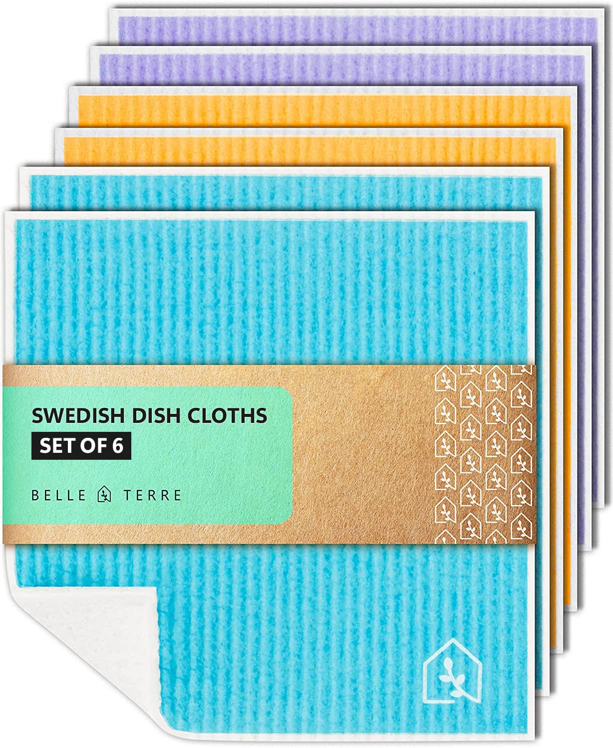 Swedish Dish Cloths For Kitchen - Reusable Dishcloths For Washing Dishes - Each Cellulose Dish Cloth Replaces 15 Rolls Of Paper 