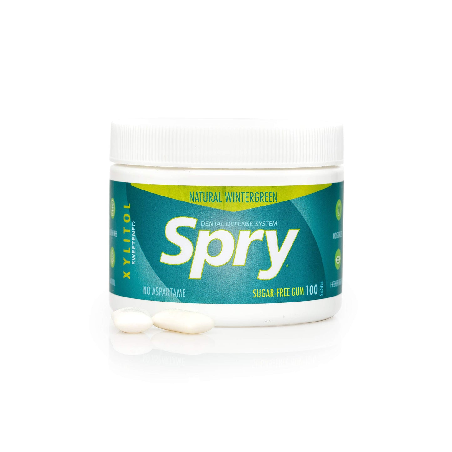 Spry Xylitol Chewing Gum - Aspartame-Free, Sugar-Free, Wintergreen Flavor, 100 Count