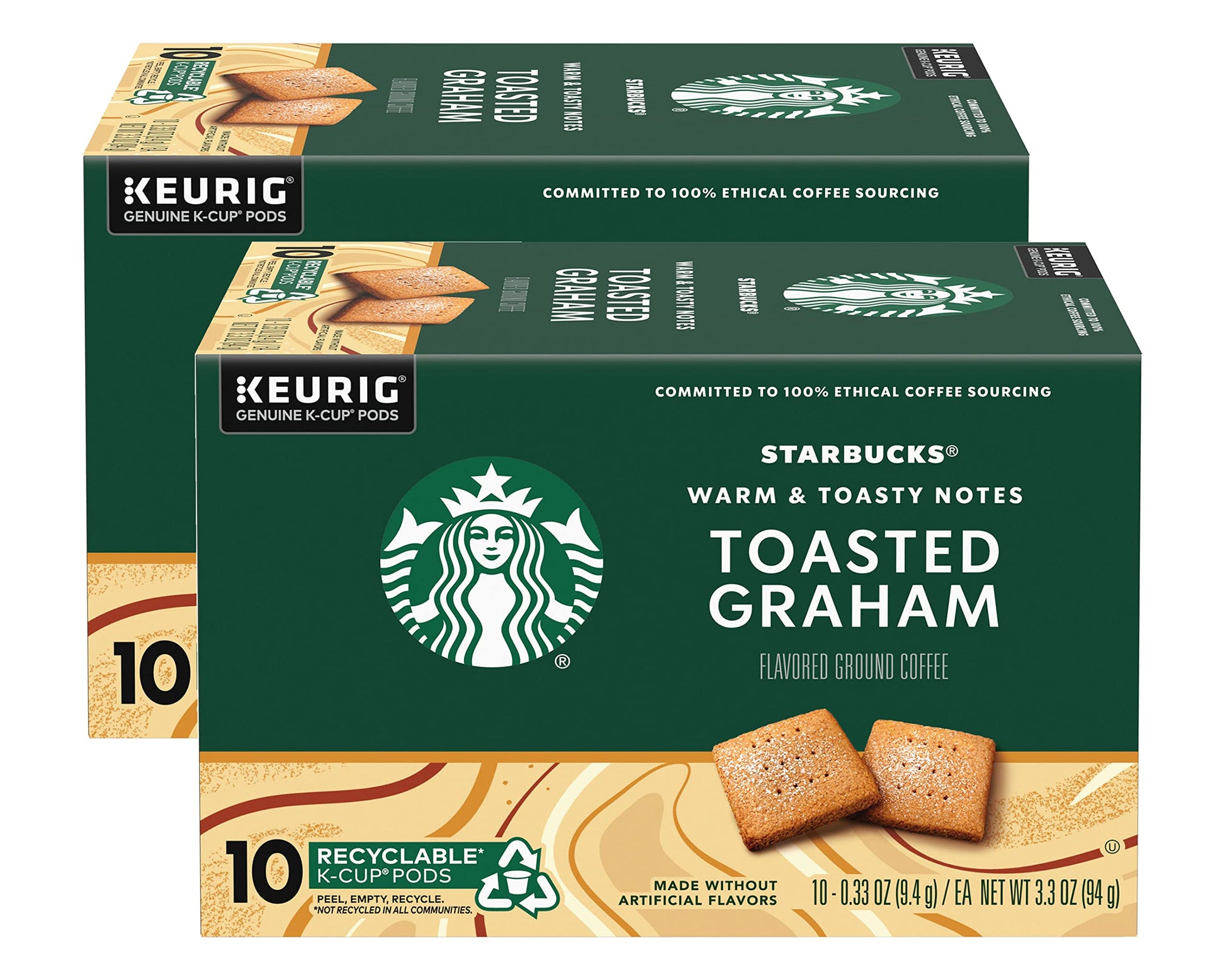 Starbucks Coffee Company Flavored Ground Coffee K-Cup Pods, Toasted Graham, Signature Collection, 100% Arabica Coffee, Recyclabl