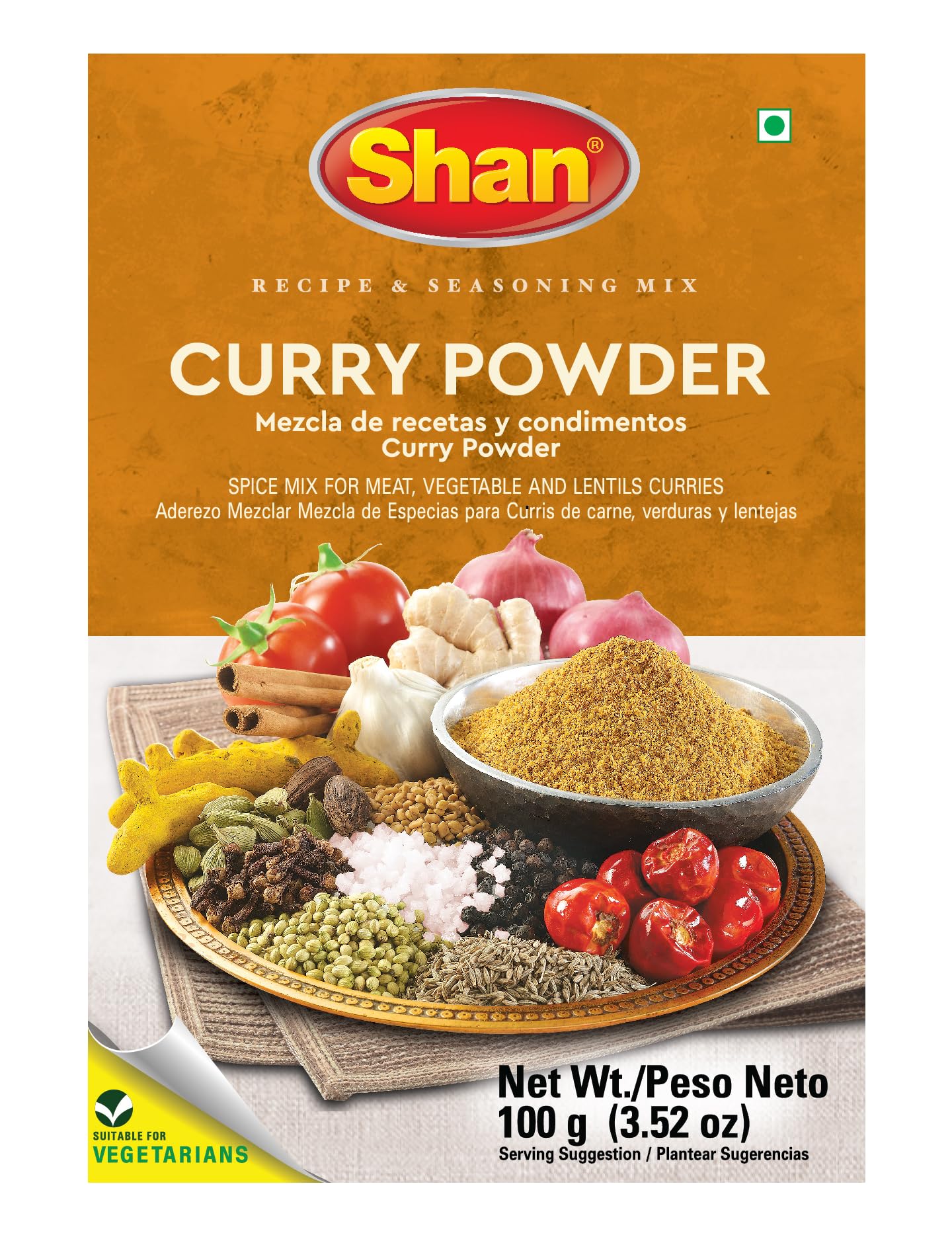 Shan Curry Powder Mix, 3.52 oz (100g) | Authentic Indian Spice Blend for Meat, Vegetable, and Lentil Curry | Vegan & Vegetarian 